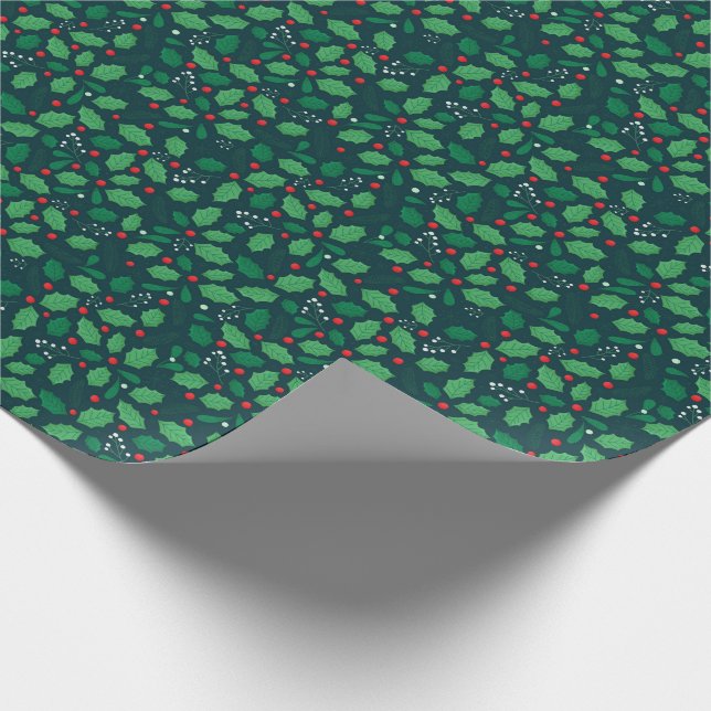 Christmas Holly Wrapping Paper (Corner)
