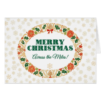 Christmas Holly Wreath Across the Miles Snowflakes Cards