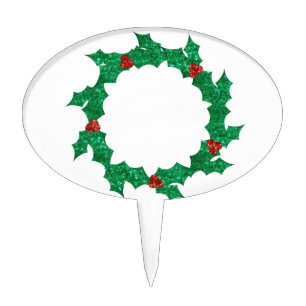 christmas holly wreath cake topper