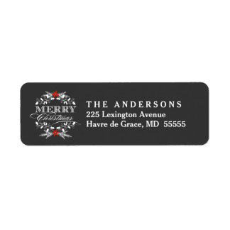 Christmas Holly Wreath Chalkboard Address Labels