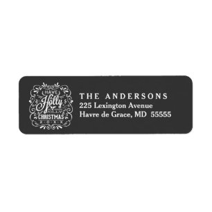 Christmas Holly Wreath Chalkboard Address Labels