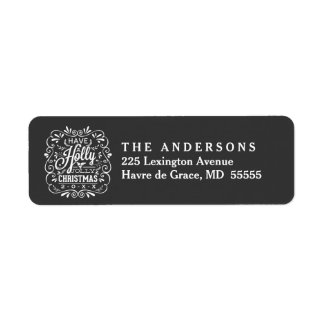 Christmas Holly Wreath Chalkboard Address Labels