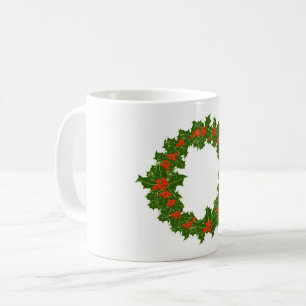 Christmas Holly Wreath Coffee Mug