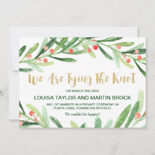 Christmas Holly Wreath Elopement Announcement