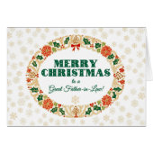 Christmas Holly Wreath, Father-in-Law Snowflakes (Front Horizontal)