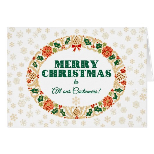 Christmas Holly Wreath, for Customers Snowflakes (Front Horizontal)