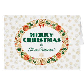 Christmas Holly Wreath, for Customers Snowflakes Cards