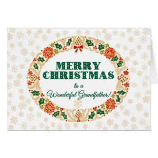 Christmas Holly Wreath, for Grandfather Snowflakes Cards