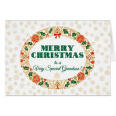 Christmas Holly Wreath, for Grandson Snowflakes (Front Horizontal)