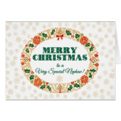 Christmas Holly Wreath, for Nephew, Snowflakes (Front Horizontal)