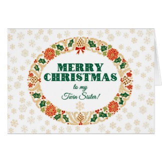 Christmas Holly Wreath, for Twin Sister Snowflakes Cards