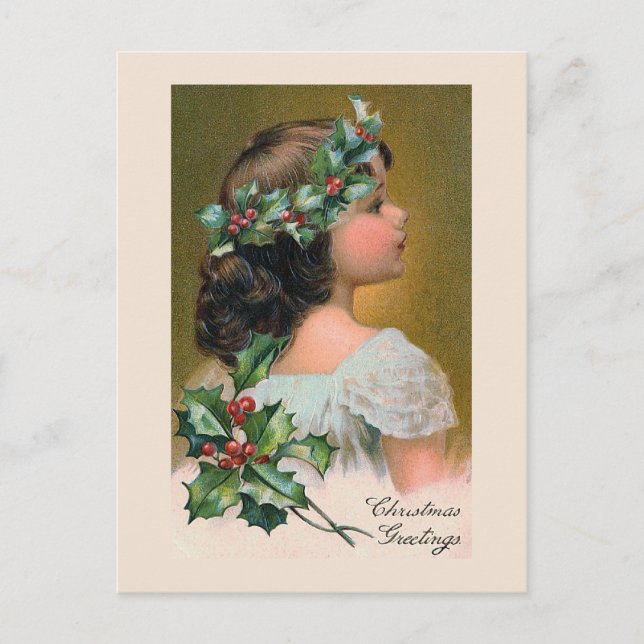 "Christmas Holly Wreath" Greeting Card (Front)