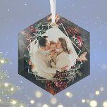 Christmas Holly Wreath Photo Ornament<br><div class="desc">Christmas Holy Wreath Family Photo Ornament. Add your precious family photo memory and include the year to add to your Christmas Tree. It is highly recommend to us a light (bright) photo to contrast the dark background photo. Photo Credit: Elina Fairytale & 
Daria Shevtsova</div>