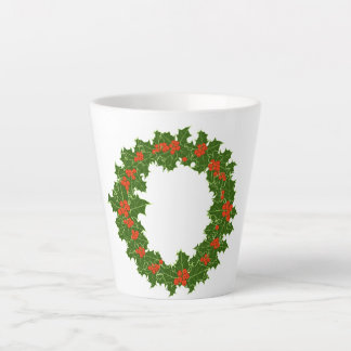 Christmas Holly Wreath  small Latte Mug