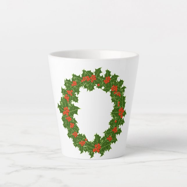 Christmas Holly Wreath  small Latte Mug (Front)