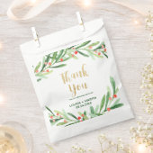 Christmas Holly Wreath Thank You Wedding Favor Bag (Clipped)
