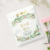 Christmas Holly Wreath Thank You Wedding Favor Bag (Sealed)