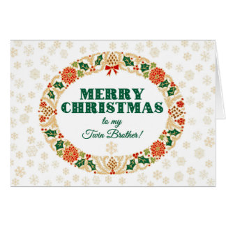 Christmas Holly Wreath, Twin Brother, Snowflakes Cards