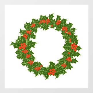 Christmas Holly Wreath Wall Decal