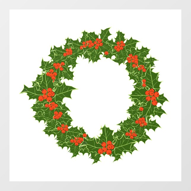 Christmas Holly Wreath  Wall Decal (Front)