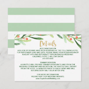 Christmas Holly Wreath Wedding Details Enclosure Card