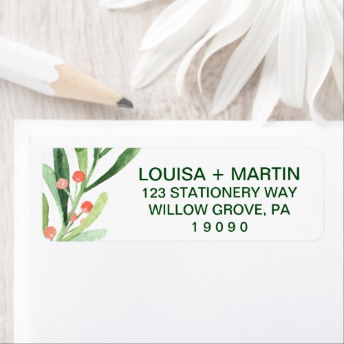 Christmas Holly Wreath Wedding Label