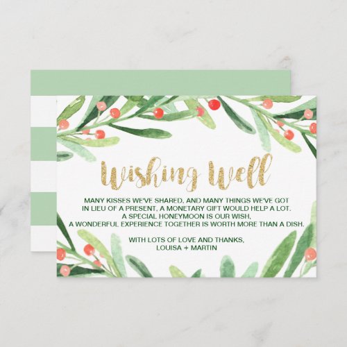 Christmas Holly Wreath Wedding Wishing Well Enclosure Card