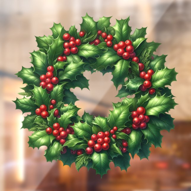 Christmas Holly Wreath Window Cling (Sheet 2)