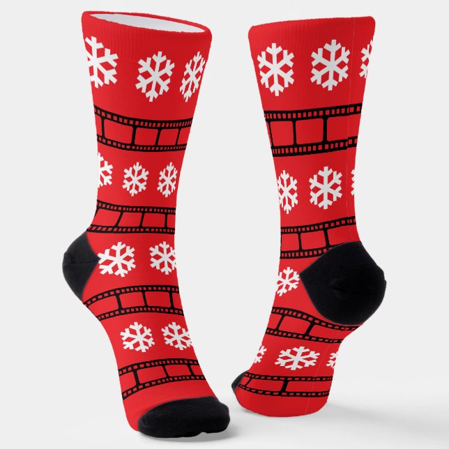 Christmas Hollywood Movie Filmmaker Festive Socks (Angled)