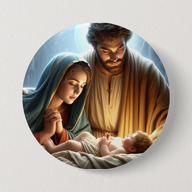Christmas Holy Family Button (Front)