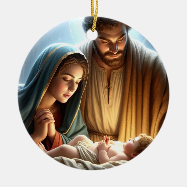 Christmas Holy Family Ceramic Ornament (Front)