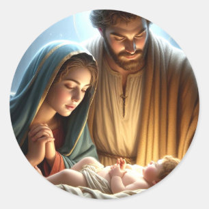Christmas Holy Family Classic Round Sticker