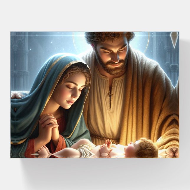 Christmas Holy Family Paperweight (Front)