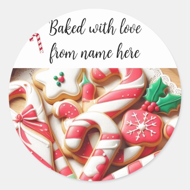 Christmas Home Baked Cookies Package Sticker (Front)