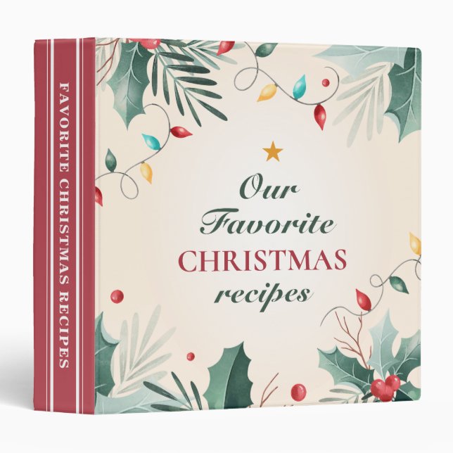 Christmas Home Chef Recipe Album Cooking Cookbook 3 Ring Binder (Front/Spine)