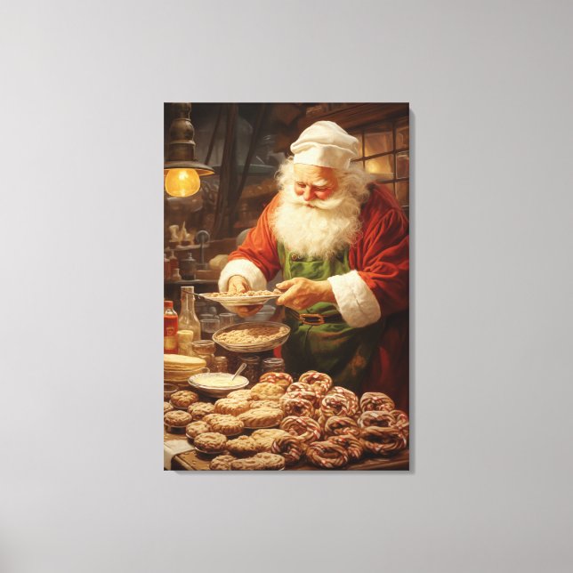 Christmas home decor Santa baking cookies (Front)