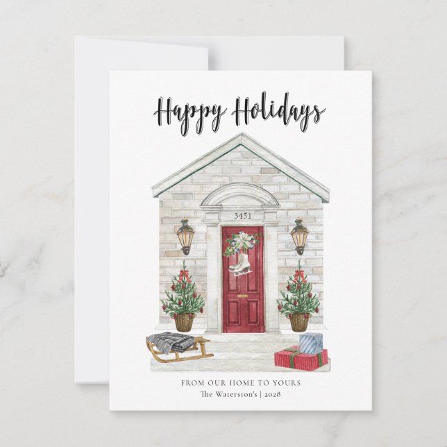 Christmas Home Happy Holidays From our Home  Holiday Card (Front)
