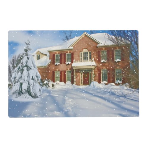 Christmas Home with Snowy Scene Placemat