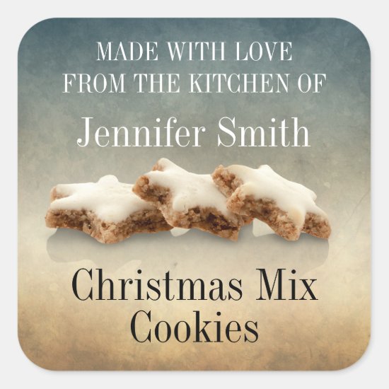 Christmas Homemade Cookie Exchange Baking blue Square Sticker