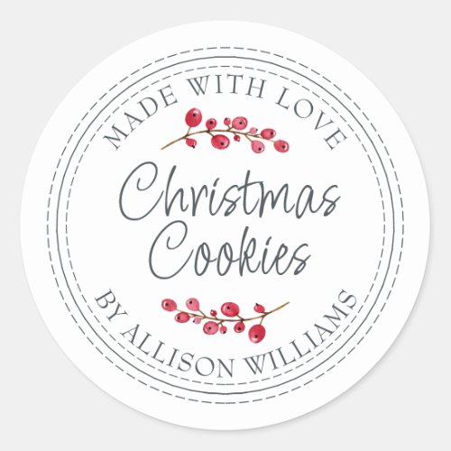 Christmas Homemade Cookies Jar  Classic Round Sticker