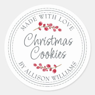 Christmas Homemade Cookies Jar Classic Round Sticker