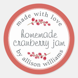 Christmas Homemade Cranberry Jam Can Red Classic Round Sticker