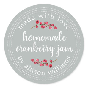 Christmas Homemade Cranberry Jam Can Storm Gray Classic Round Sticker