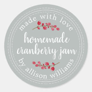 Christmas Homemade Cranberry Jam Can Storm Gray Classic Round Sticker