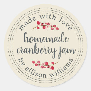Christmas Homemade Cranberry Jam Canning Antique Classic Round Sticker
