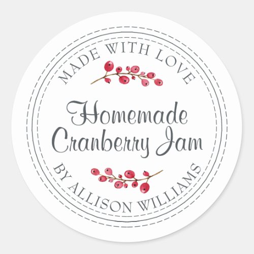 Christmas Homemade Cranberry Jam Canning Classic Round Sticker