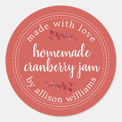 Christmas Homemade Cranberry Jam Canning Classic Round Sticker