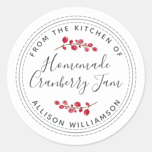 Christmas Homemade Cranberry Jam Canning White Classic Round Sticker