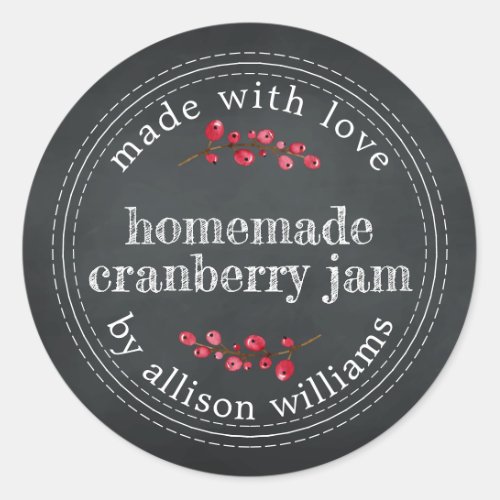 Christmas Homemade Cranberry Jam Chalkboard Classic Round Sticker