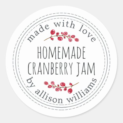 Christmas Homemade Cranberry Jam Classic Round Sti Classic Round Sticker